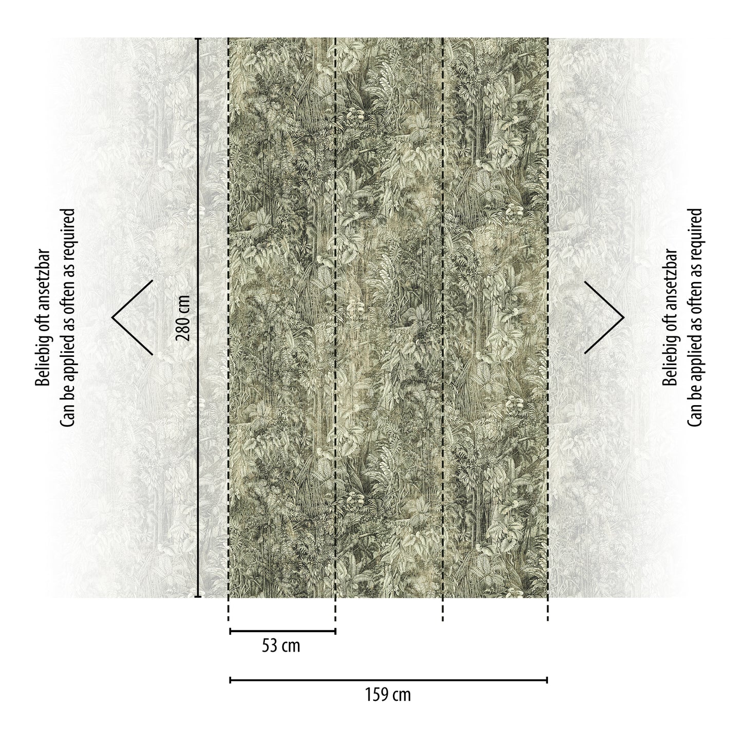 Fototapete Botanisches Relief Grau - 1,59 m x 2,80 m