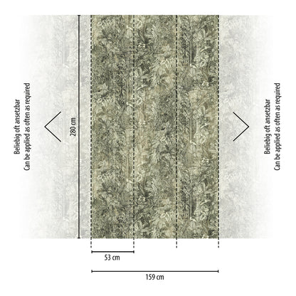 Fototapete Botanisches Relief Grau - 1,59 m x 2,80 m