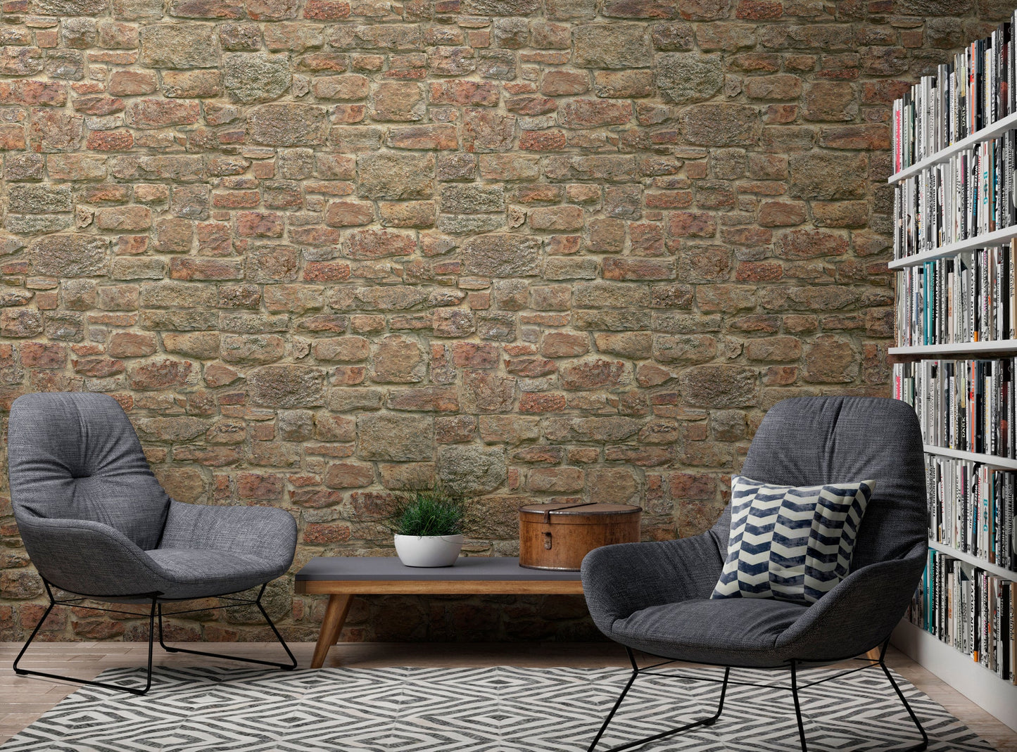 Livingwalls The Wall II Vliestapete Steinoptik Orange Rot Braun 8,8 m x 0,53 m