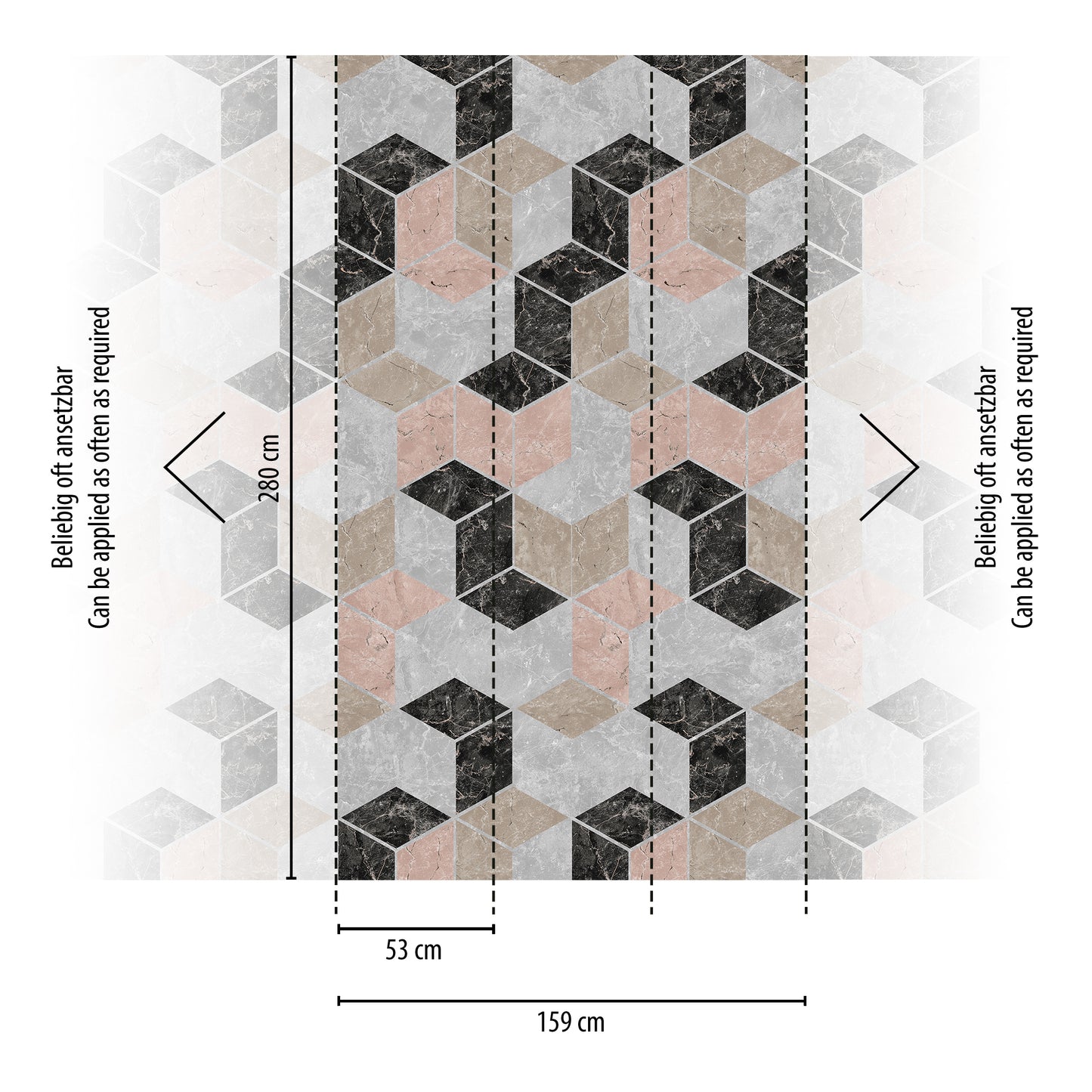 Fototapete Marmorwürfel Geometrisch - 1,59 m x 2,80 m