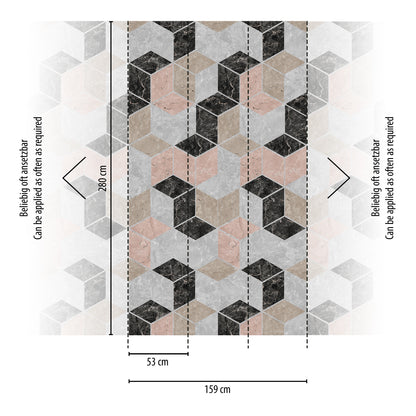 Fototapete Marmorwürfel Geometrisch - 1,59 m x 2,80 m