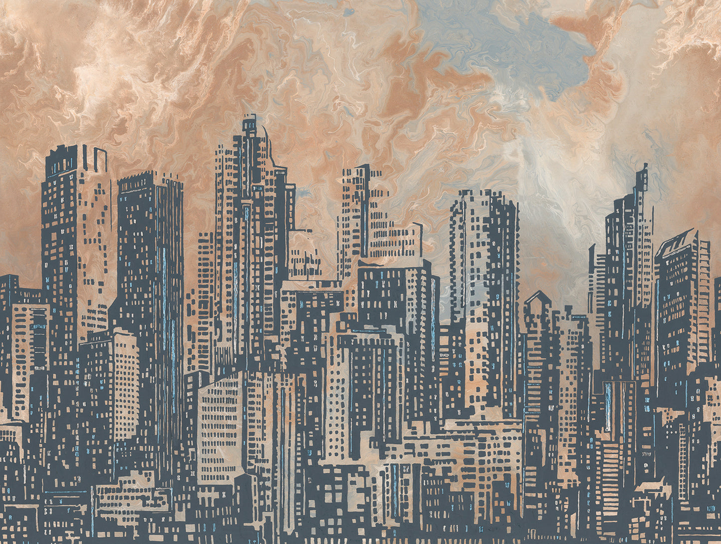 Fototapete Skyline Abstrakt - 3,71 m x  2,80 m