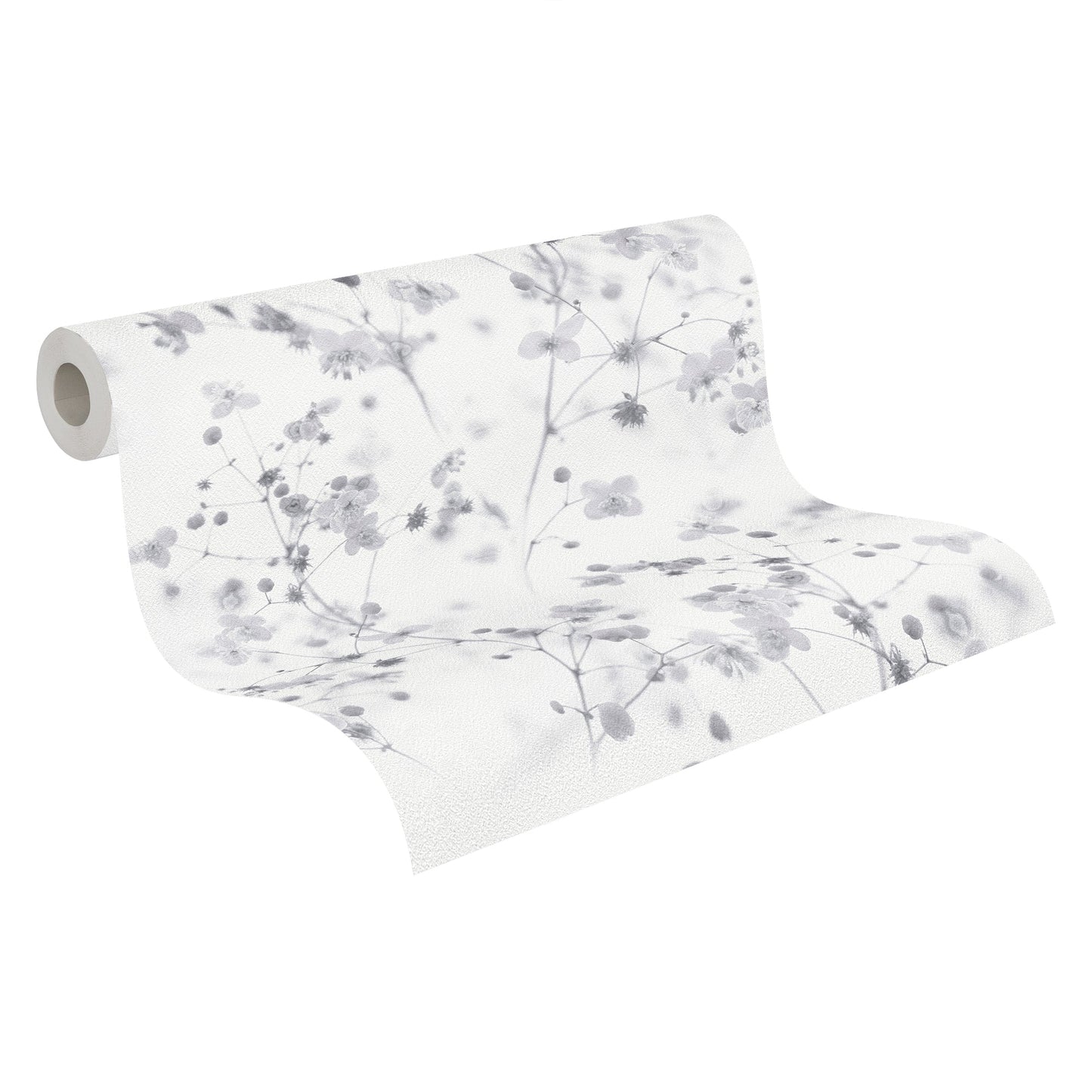 T/E Profi 21 Florale Papiertapete Grau Weiß 10,05 m x 0,53 m