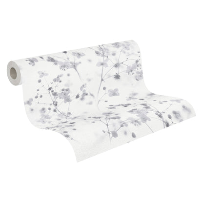 T/E Profi 21 Florale Papiertapete Grau Weiß 10,05 m x 0,53 m