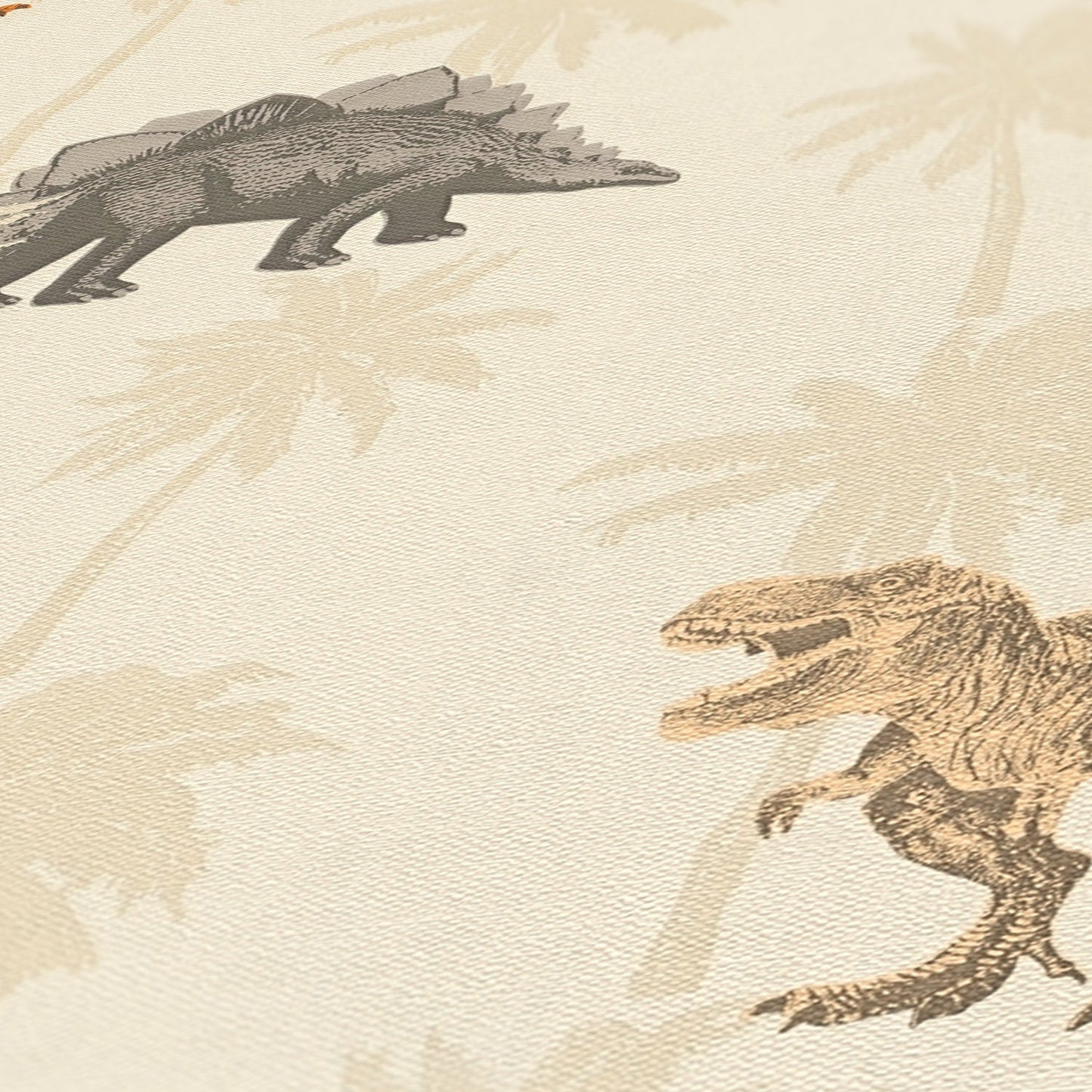 Dinosaurier Papiertapete Orange Beige Grau 10,05 m x 0,53 m