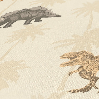 Dinosaurier Papiertapete Orange Beige Grau 10,05 m x 0,53 m