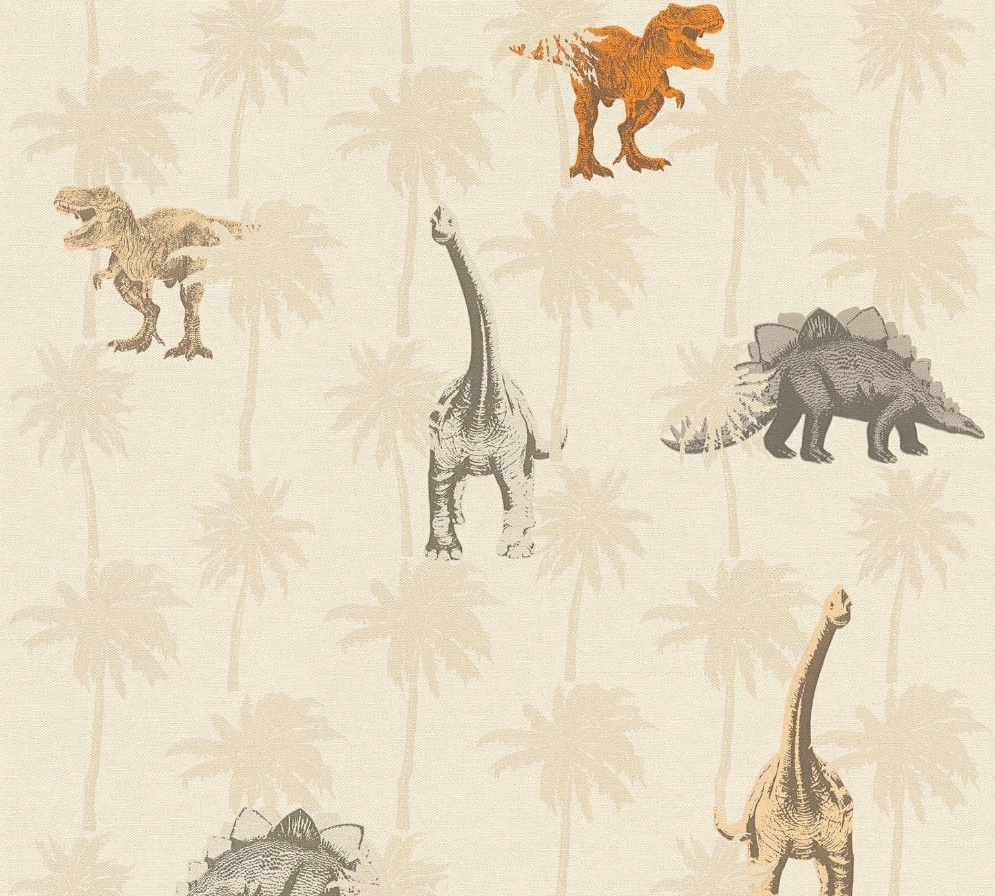 Dinosaurier Papiertapete Orange Beige Grau 10,05 m x 0,53 m