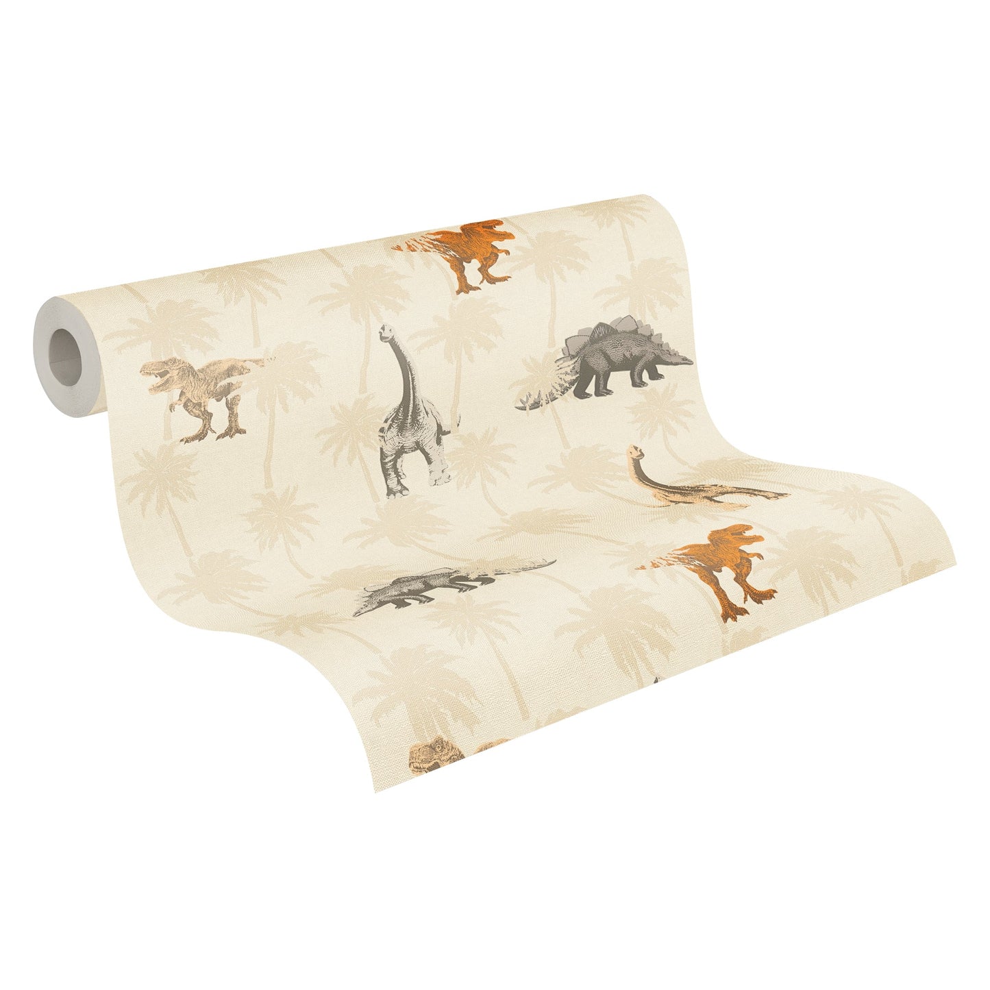 Dinosaurier Papiertapete Orange Beige Grau 10,05 m x 0,53 m