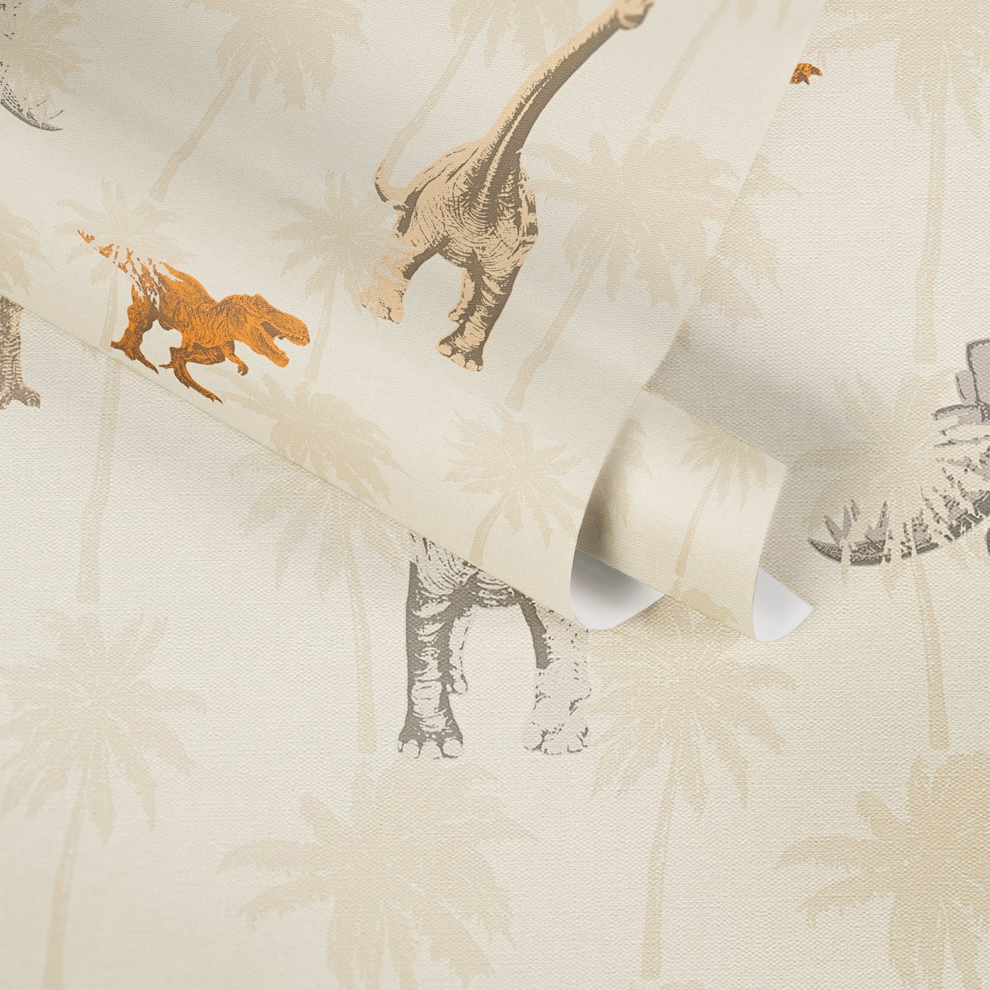 Dinosaurier Papiertapete Orange Beige Grau 10,05 m x 0,53 m