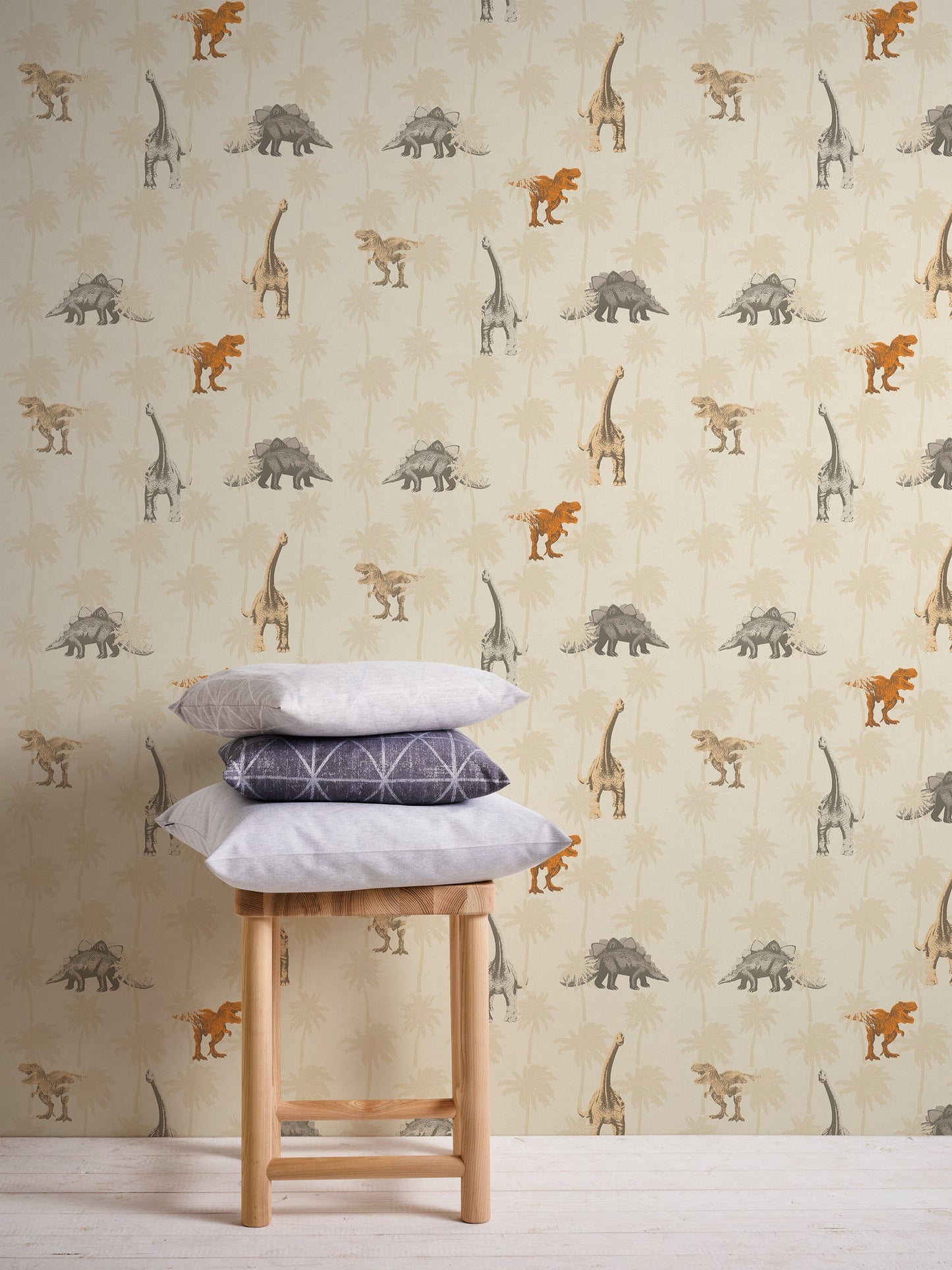 Dinosaurier Papiertapete Orange Beige Grau 10,05 m x 0,53 m