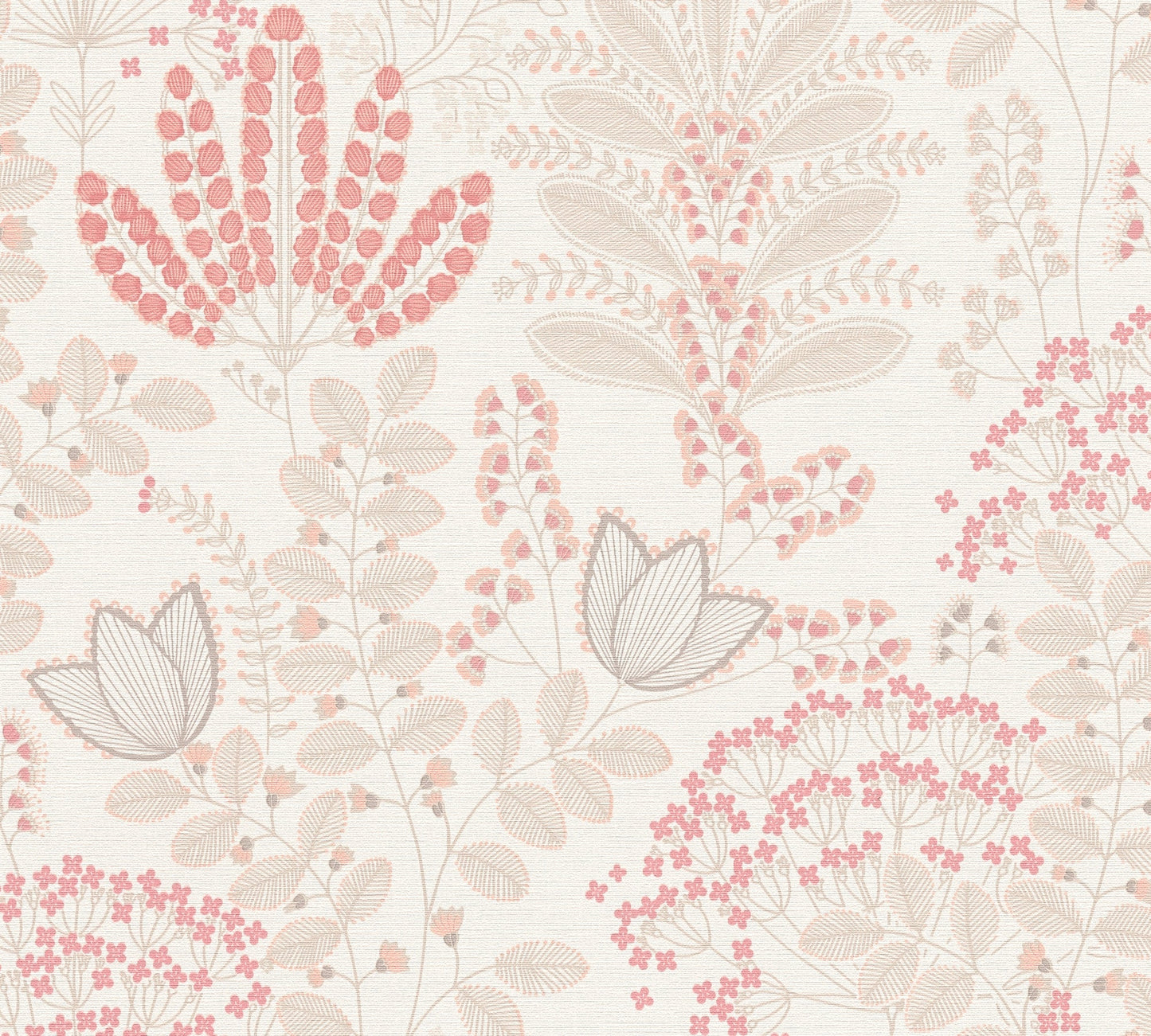 Livingwalls Dreaming Garden Florale Vliestapete Weiß Taupe Rosa Rot 10,05 m x 0,53 m
