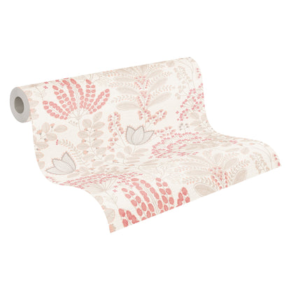 Livingwalls Dreaming Garden Florale Vliestapete Weiß Taupe Rosa Rot 10,05 m x 0,53 m