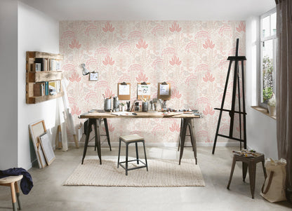 Livingwalls Dreaming Garden Florale Vliestapete Weiß Taupe Rosa Rot 10,05 m x 0,53 m