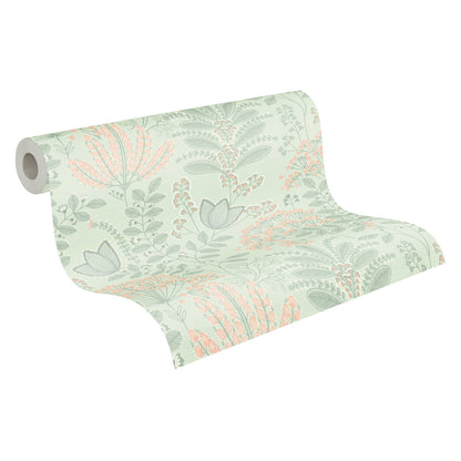 Livingwalls Dreaming Garden Florale Vliestapete Grün Grau Rosa Orange 10,05 m x 0,53 m