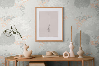 Livingwalls Fairytale Leaves Florale Vliestapete Hellgrau Weiß Rosa Orange 10,05 m x 0,53 m