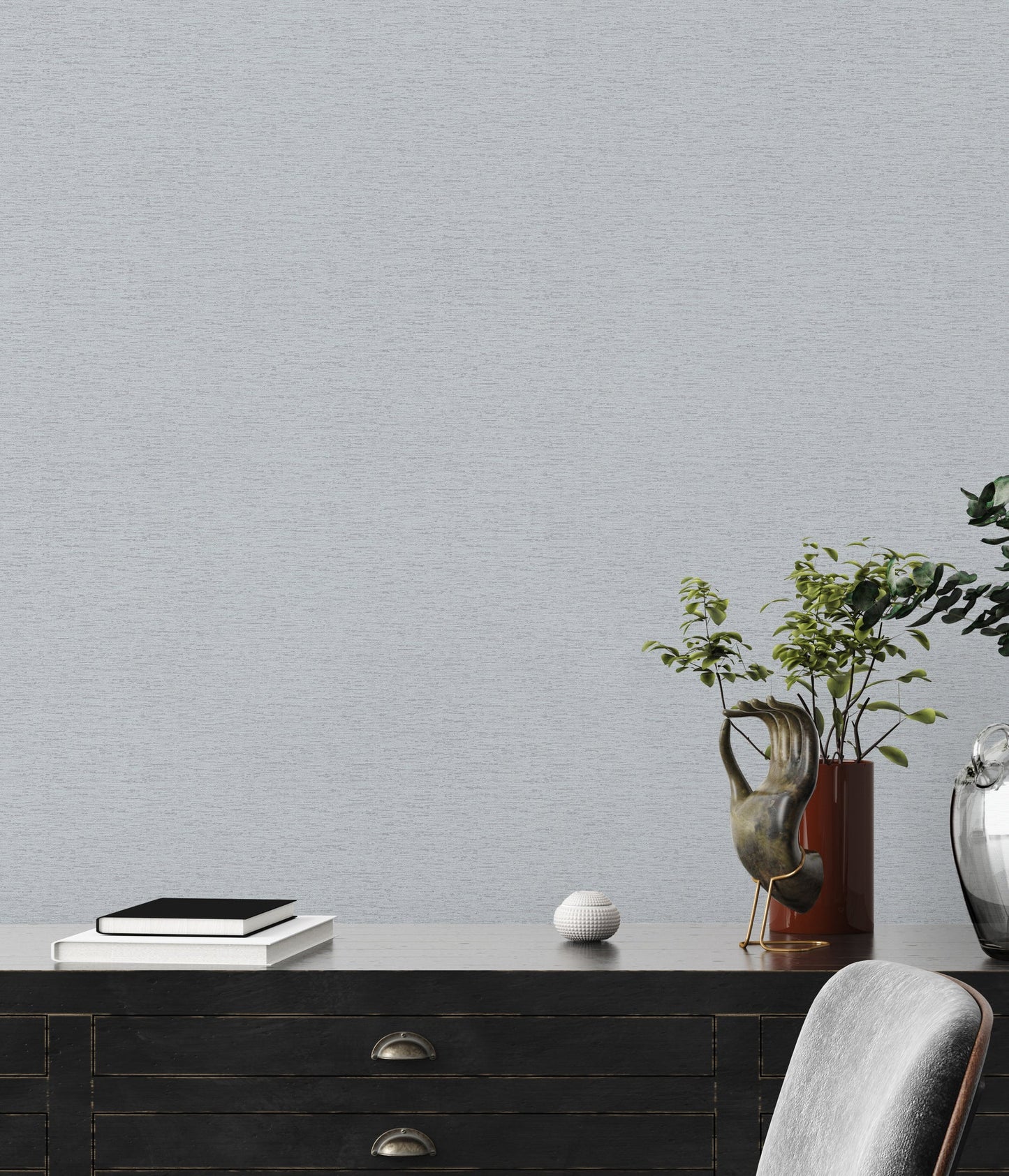 Livingwalls Uni-Vliestapete horizontal Grau Hellgrau 10,05 m x 0,53 m