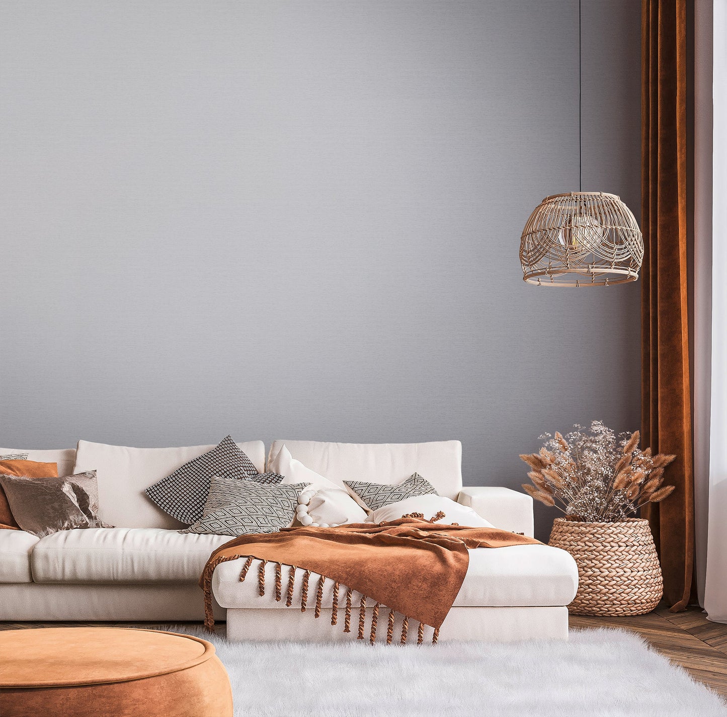 Livingwalls Uni-Vliestapete horizontal Grau 10,05 m x 0,53 m