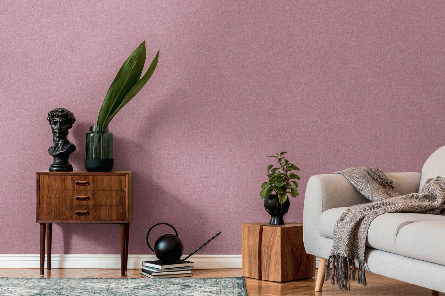 Livingwalls Uni-Vliestapete vertikal Violett Pink 10,05 m x 0,53 m
