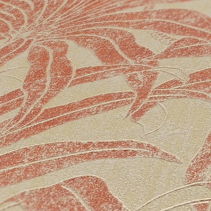 Jade 2 Dschungel Vliestapete Beige Rot Orange 10,05 m x 0,53 m