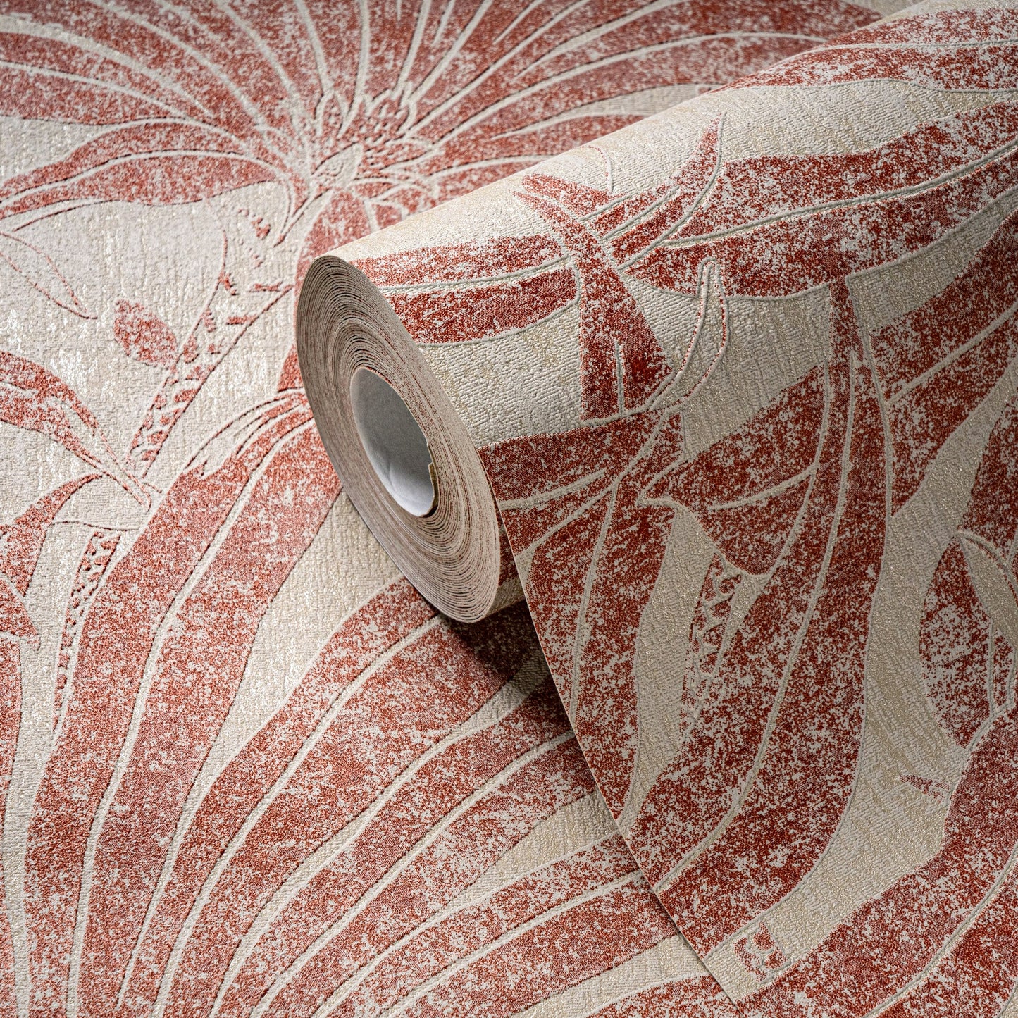 Jade 2 Dschungel Vliestapete Beige Rot Orange 10,05 m x 0,53 m