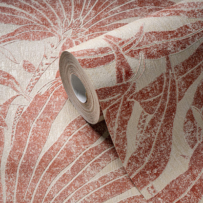 Jade 2 Dschungel Vliestapete Beige Rot Orange 10,05 m x 0,53 m