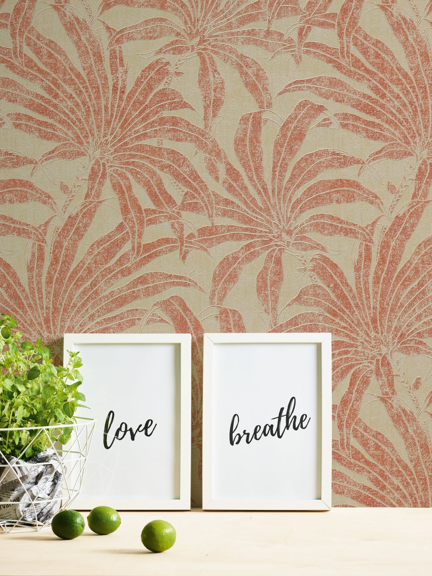 Jade 2 Dschungel Vliestapete Beige Rot Orange 10,05 m x 0,53 m