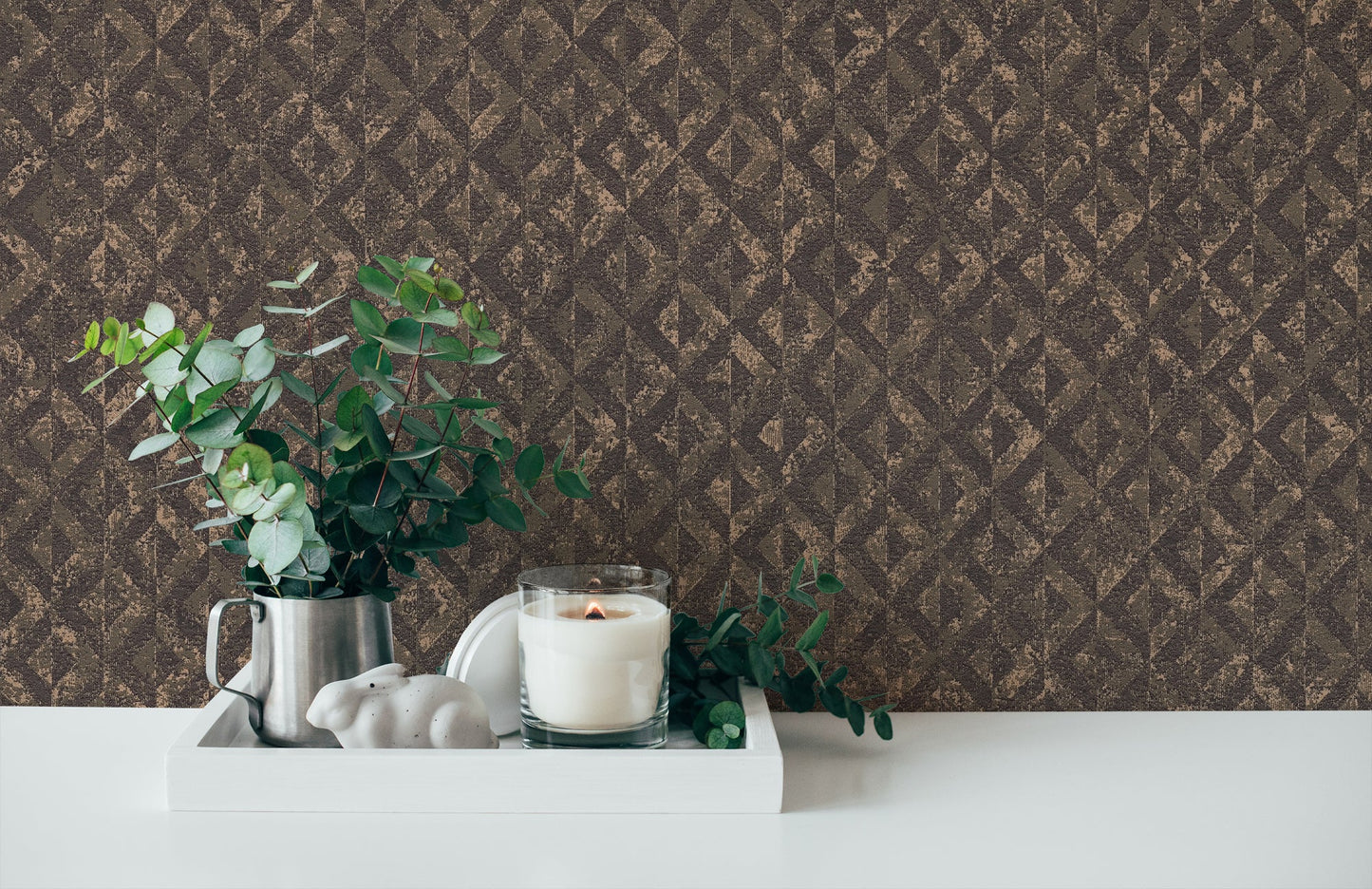 Jade 2 Rauten Vliestapete Schwarz Braun Gold 10,05 m x 0,53 m