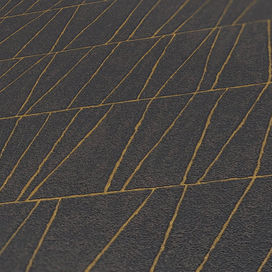 Jade 2 Metallic Vliestapete Schwarz Gold Anthrazit 10,05 m x 0,53 m