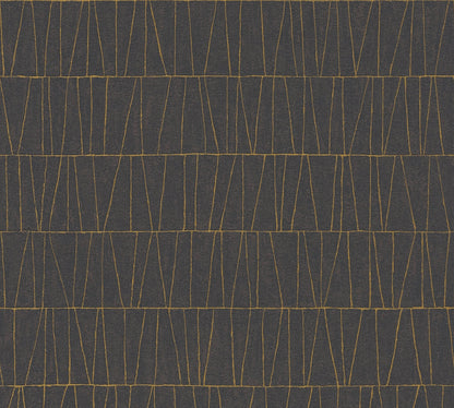 Jade 2 Metallic Vliestapete Schwarz Gold Anthrazit 10,05 m x 0,53 m