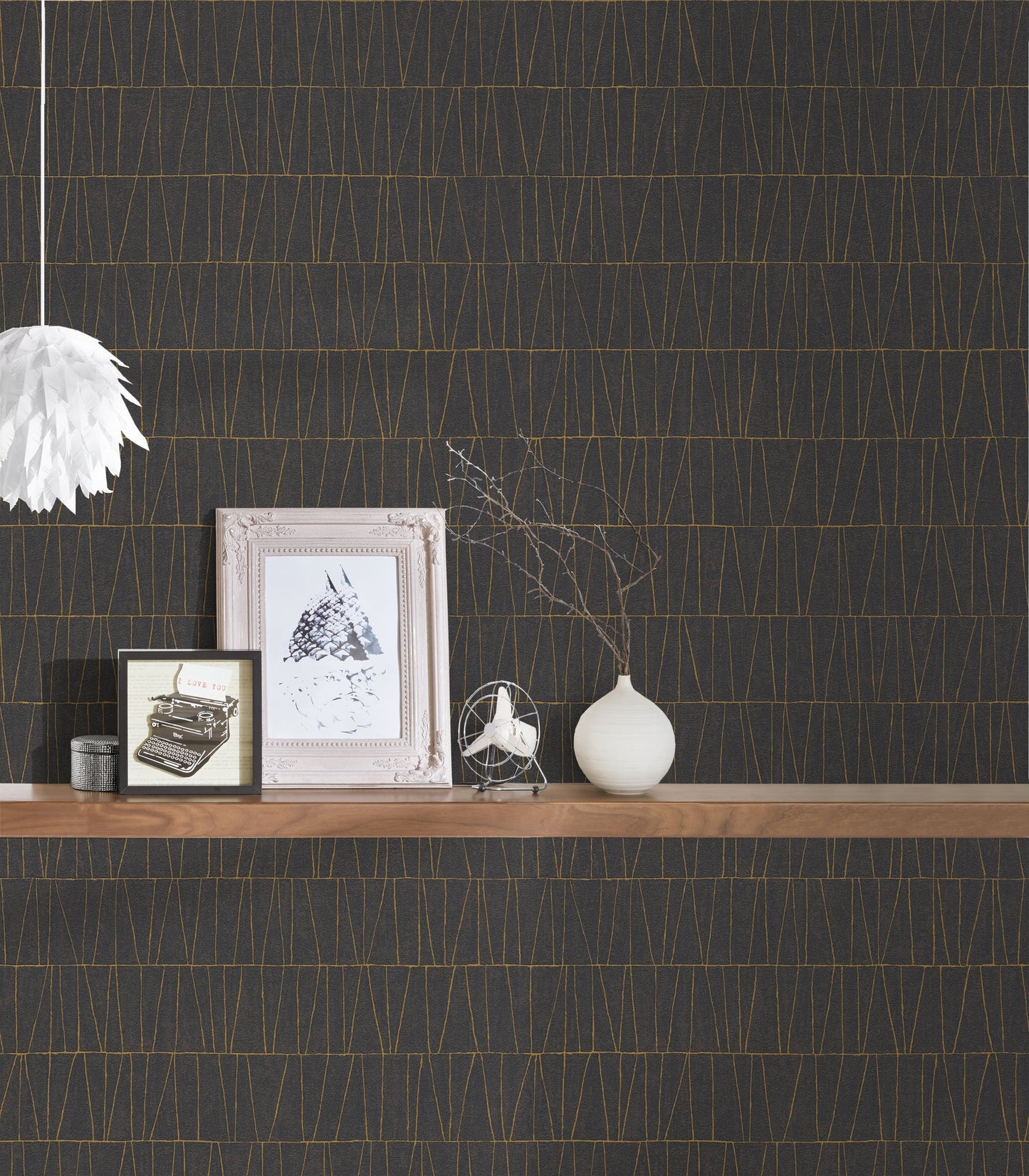 Jade 2 Metallic Vliestapete Schwarz Gold Anthrazit 10,05 m x 0,53 m