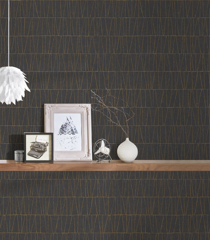 Jade 2 Metallic Vliestapete Schwarz Gold Anthrazit 10,05 m x 0,53 m
