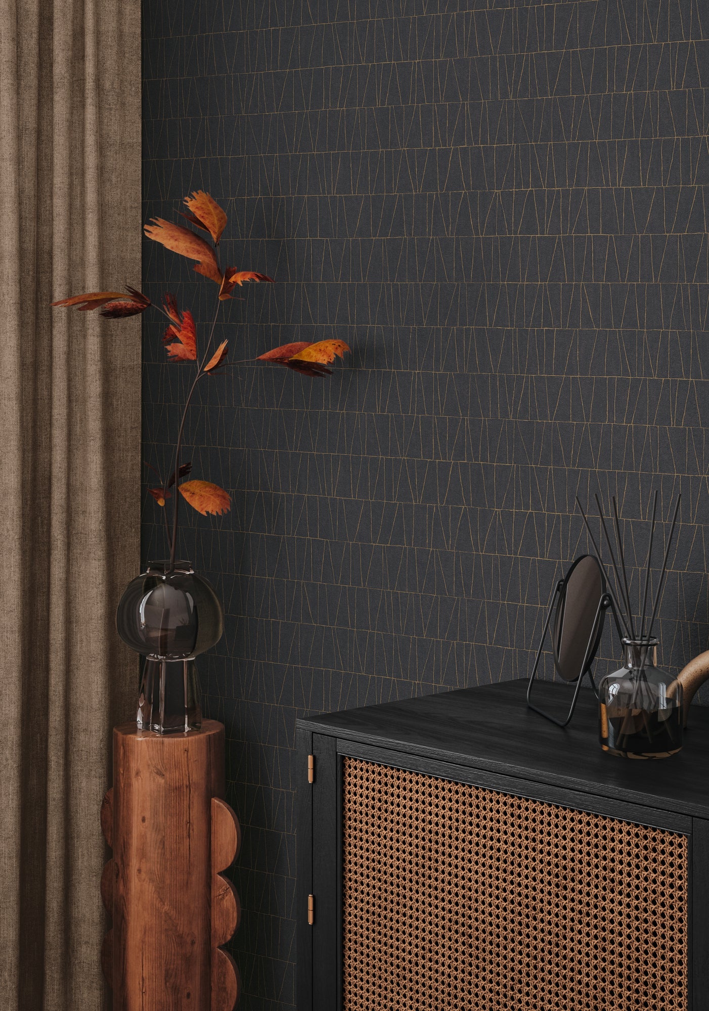 Jade 2 Metallic Vliestapete Schwarz Gold Anthrazit 10,05 m x 0,53 m