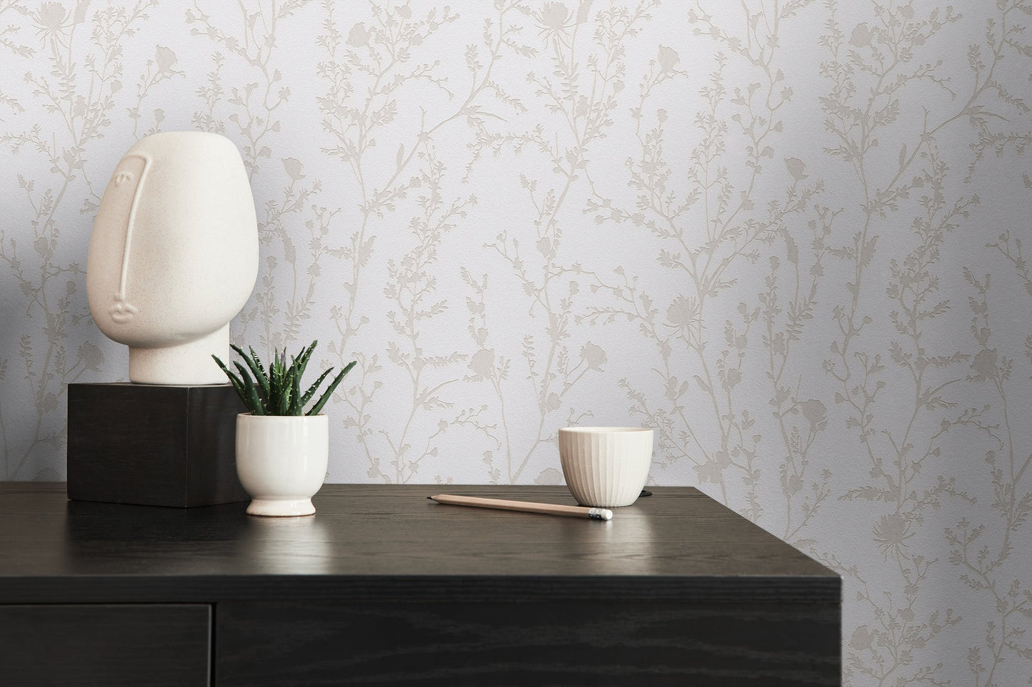 Casual Living Vliestapete mit Ästemotiv Hellgrau Weiß 10,05 m x 0,53 m