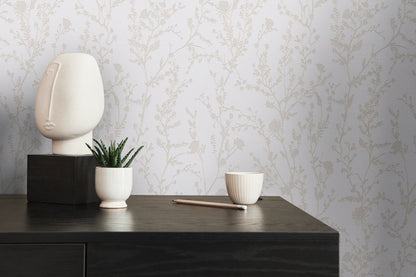 Casual Living Vliestapete mit Ästemotiv Hellgrau Weiß 10,05 m x 0,53 m