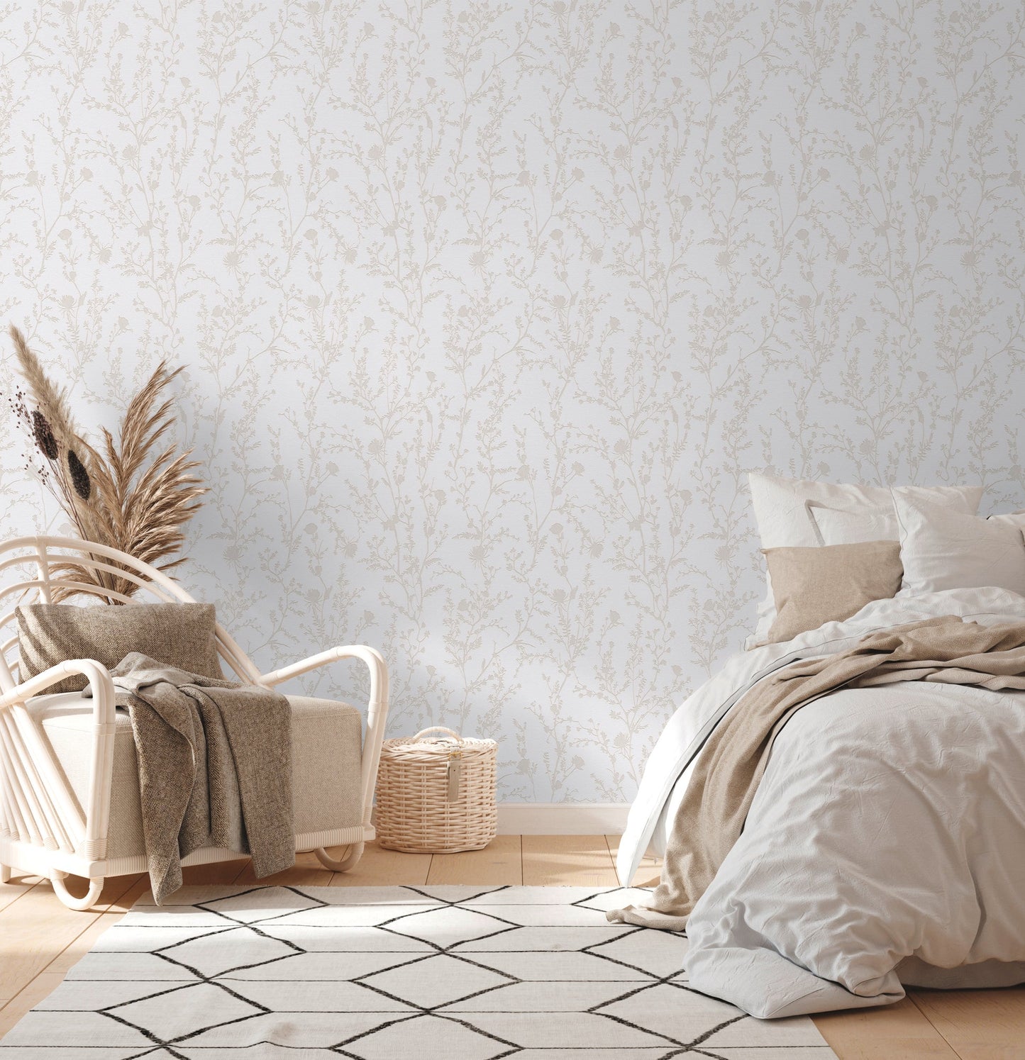 Casual Living Vliestapete mit Ästemotiv Hellgrau Weiß 10,05 m x 0,53 m