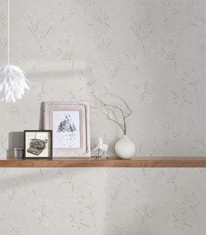 Casual Living Florale Vliestapete Grau Weiß 10,05 m x 0,53 m