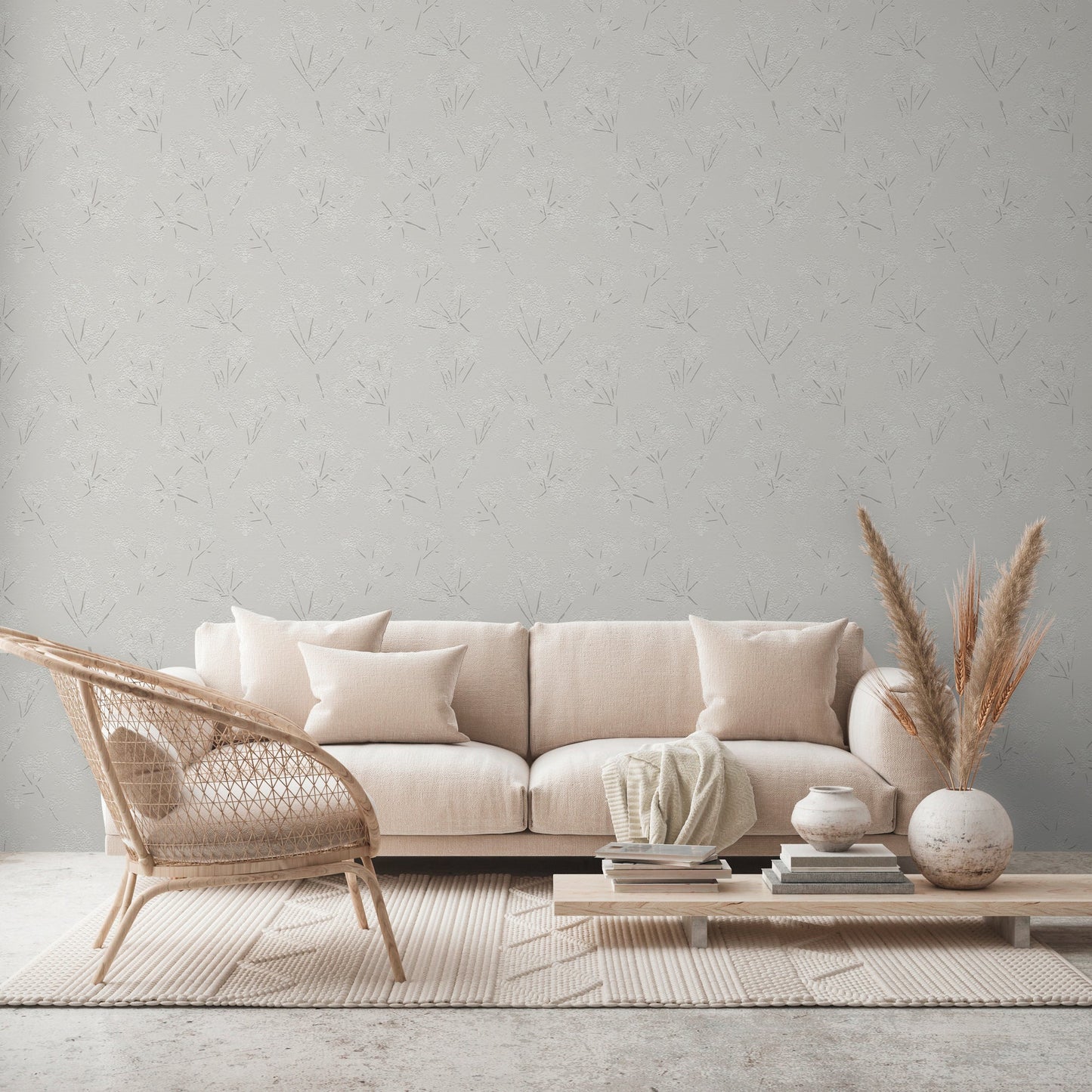 Casual Living Florale Vliestapete Grau Weiß 10,05 m x 0,53 m