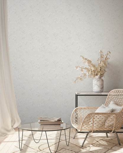 Casual Living Florale Vliestapete Grau Weiß 10,05 m x 0,53 m