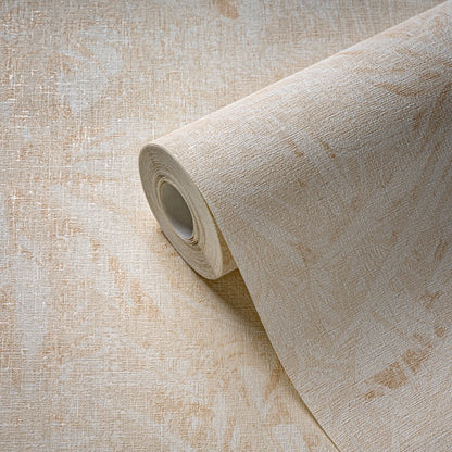 Livingwalls Smart Surfaces Florale Vliestapete Beige Gelb Gold Metallic 10,05 m x 0,53 m