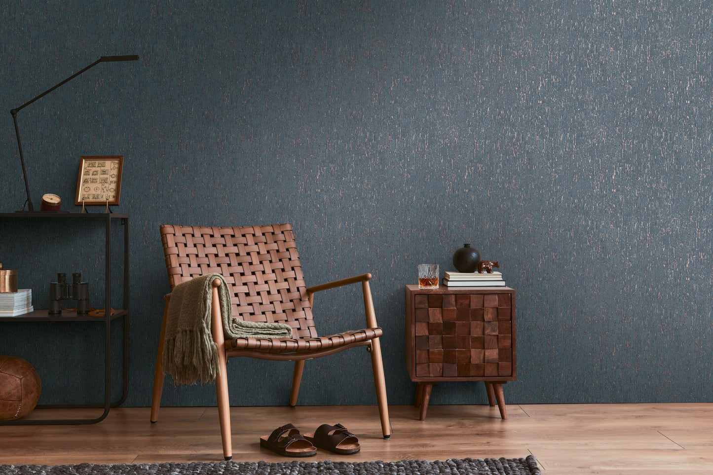 Livingwalls Smart Surfaces Metallic Vliestapete Blau Bronze 10,05 m x 0,53 m