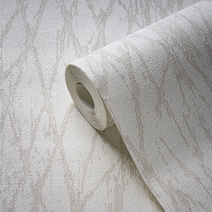 Livingwalls Smart Surfaces Metallic Vliestapete Weiß Beige Creme Silber 10,05 m x 0,53 m