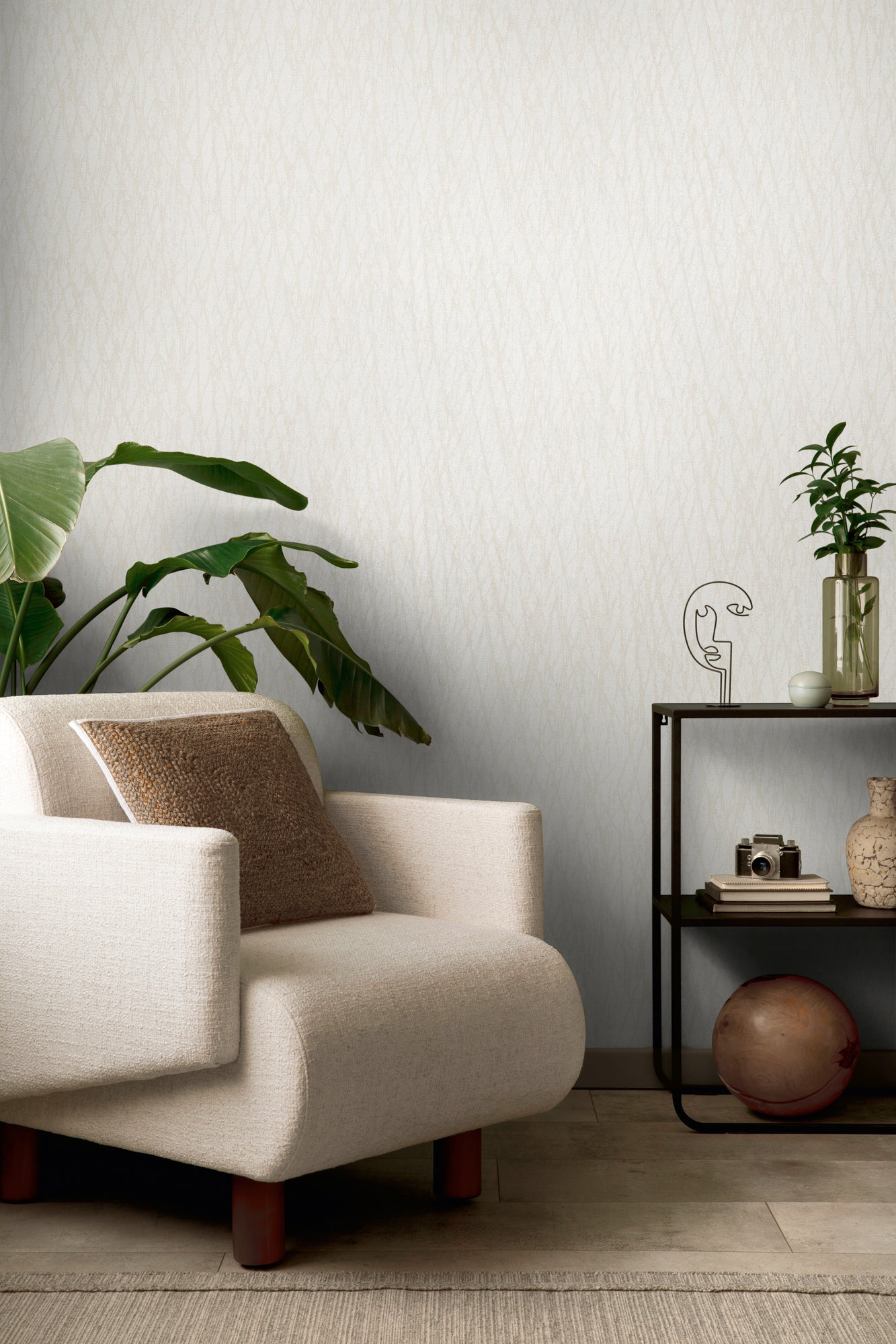 Livingwalls Smart Surfaces Metallic Vliestapete Weiß Beige Creme Silber 10,05 m x 0,53 m