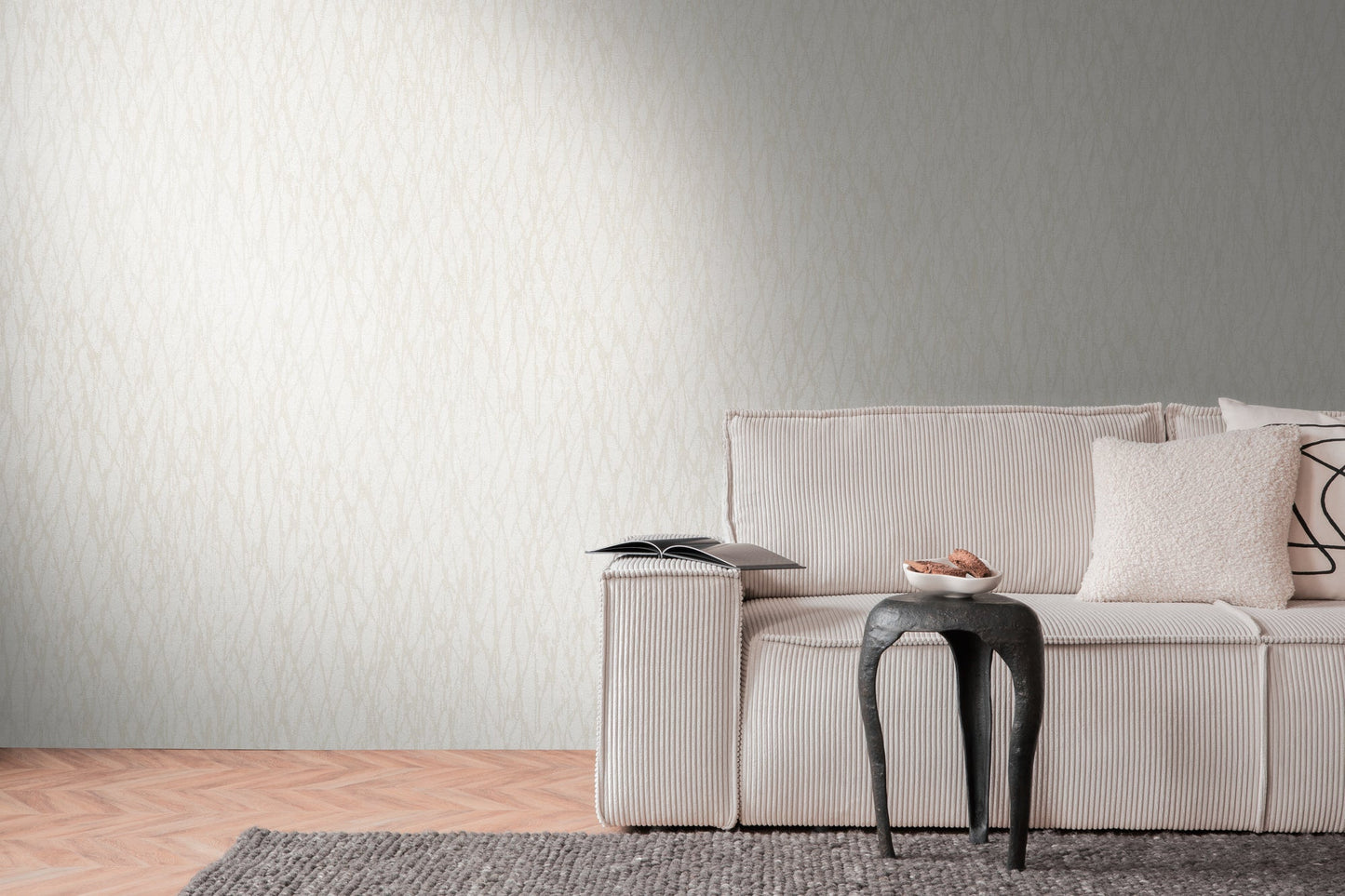 Livingwalls Smart Surfaces Metallic Vliestapete Weiß Beige Creme Silber 10,05 m x 0,53 m