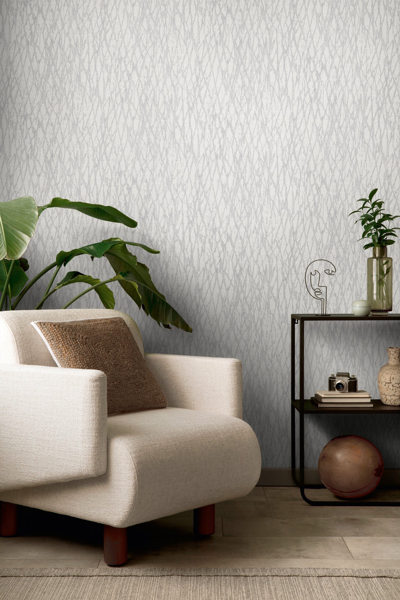 Livingwalls Smart Surfaces Metallic Vliestapete Weiß Grau Silber 10,05 m x 0,53 m