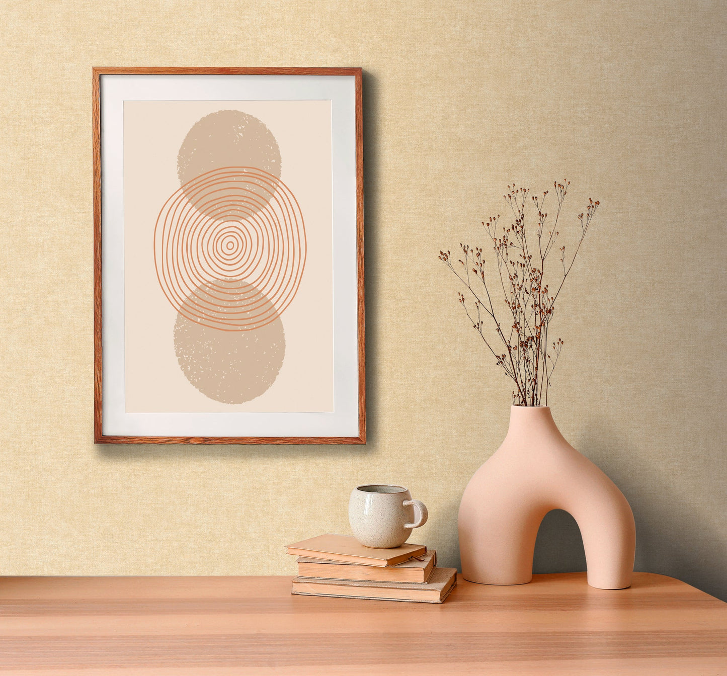 Mustertapete Leinen Beige Klassisch - 10,05 m x 0,53 m