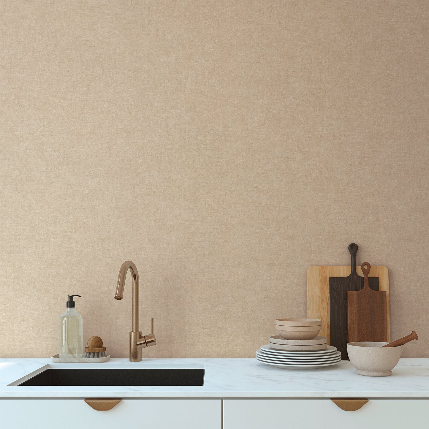 Mustertapete Leinen Beige Klassisch - 10,05 m x 0,53 m