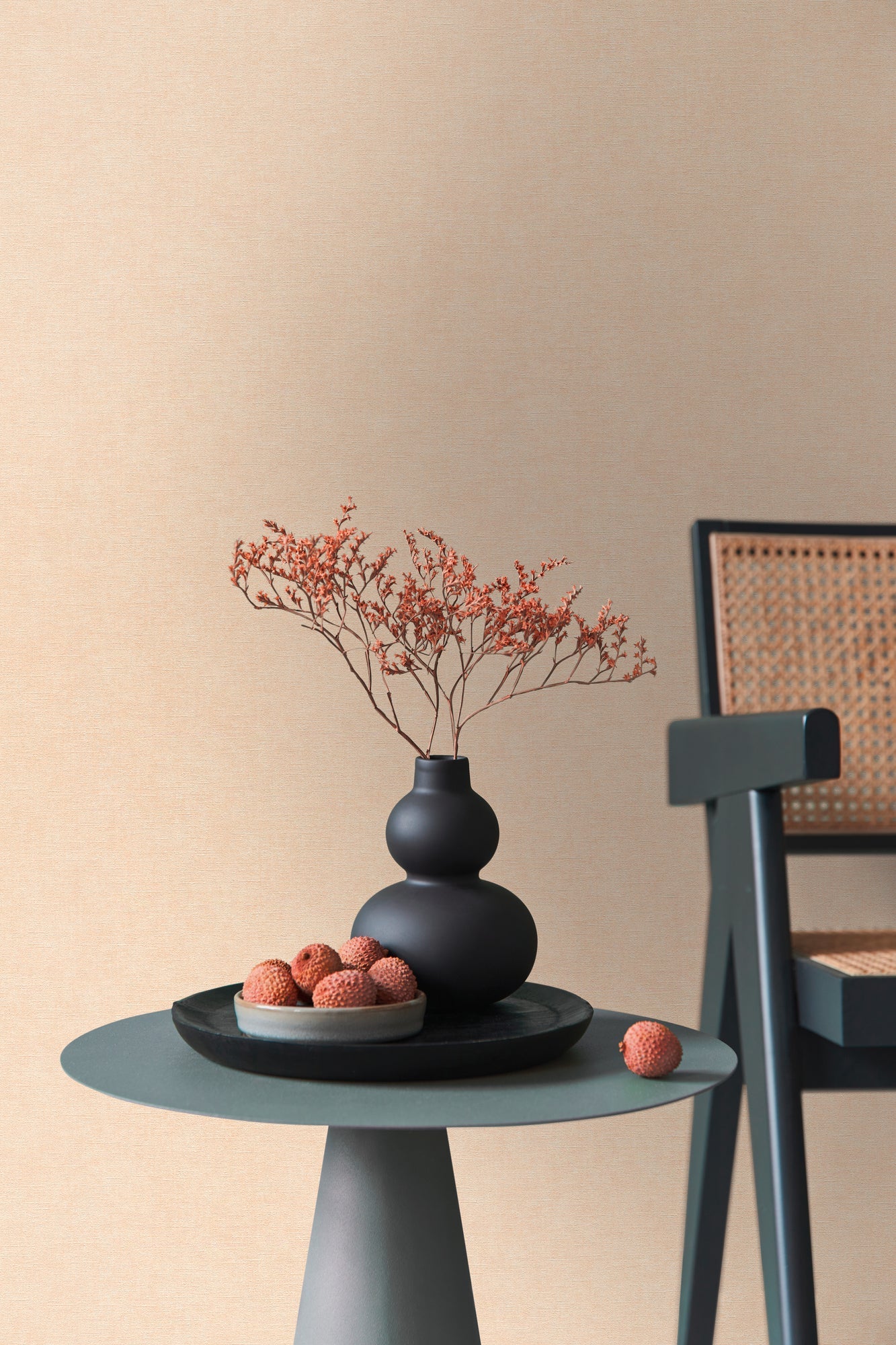 Mustertapete Leinen Apricot Klassisch - 10,05 m x 0,53 m
