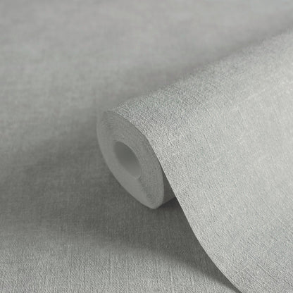 Mustertapete Leinen Silbergrau - 10,05 m x 0,53 m
