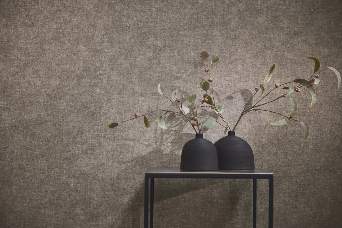 Mustertapete Leinen Taupe Elegant - 10,05 m x 0,53 m
