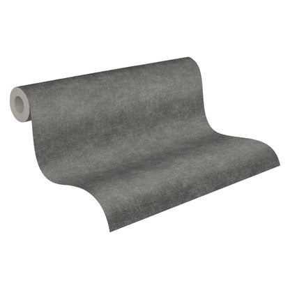 Mustertapete Leinen Schiefer Dunkel - 10,05 m x 0,53 m